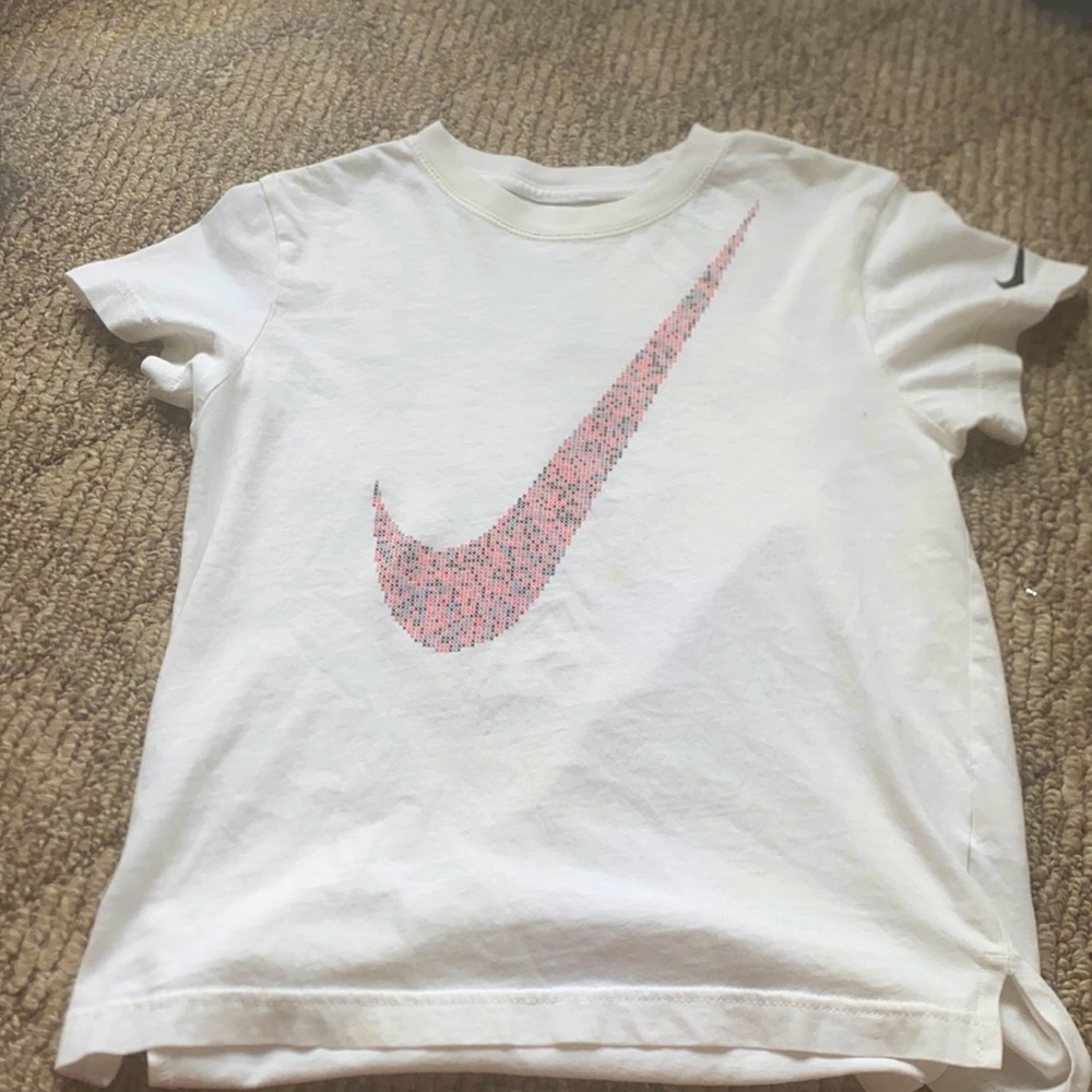 Pink Nike white tee with swish